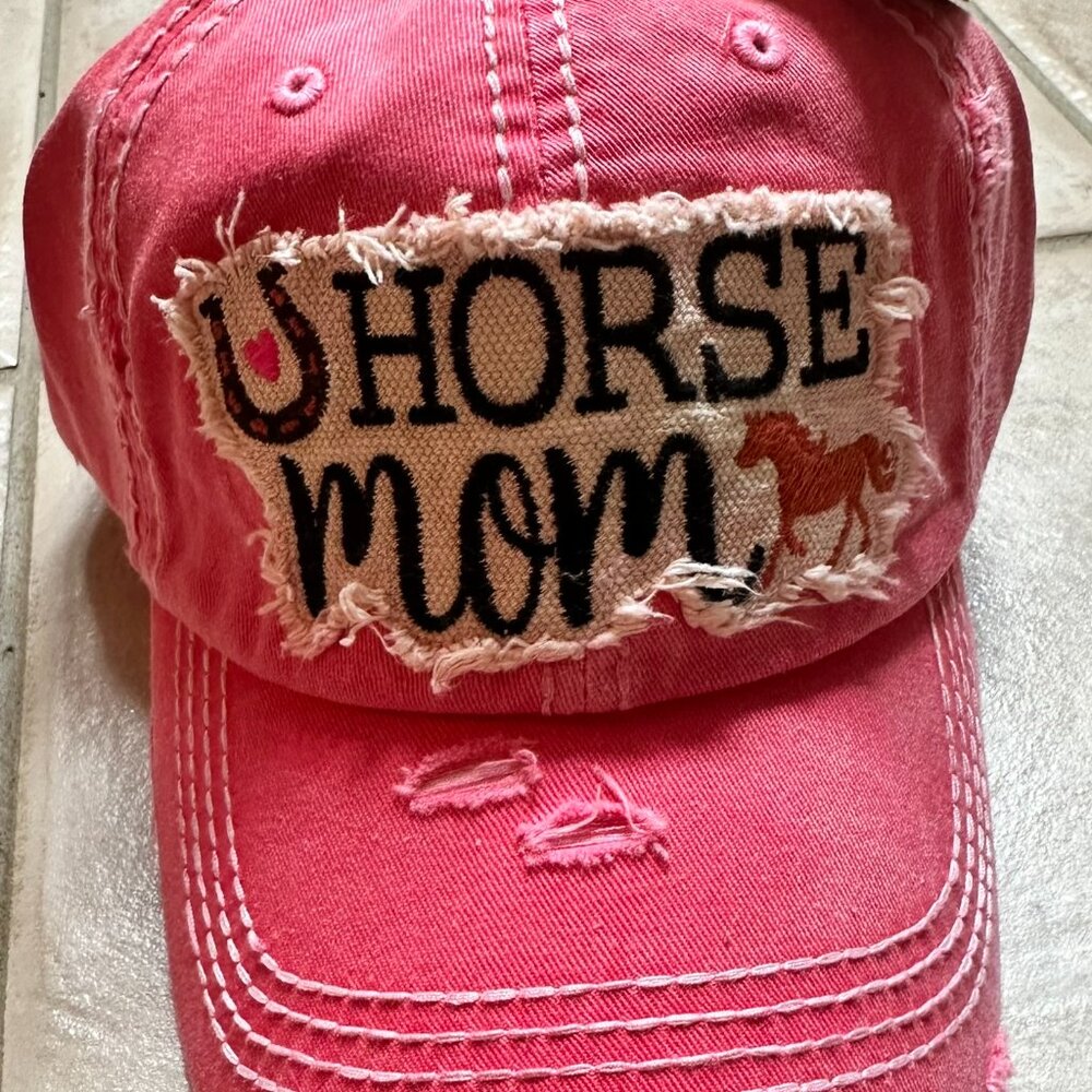 NWT KBETHOS Distressed Pink Horse Mom Baseball Cap with adjustable closure